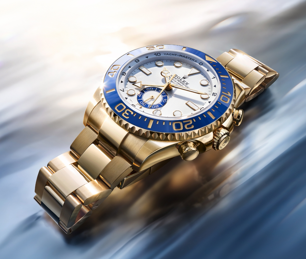 Rolex new watches 2026 the yacht master II yellow gold ambiance m126688 0001 portrait