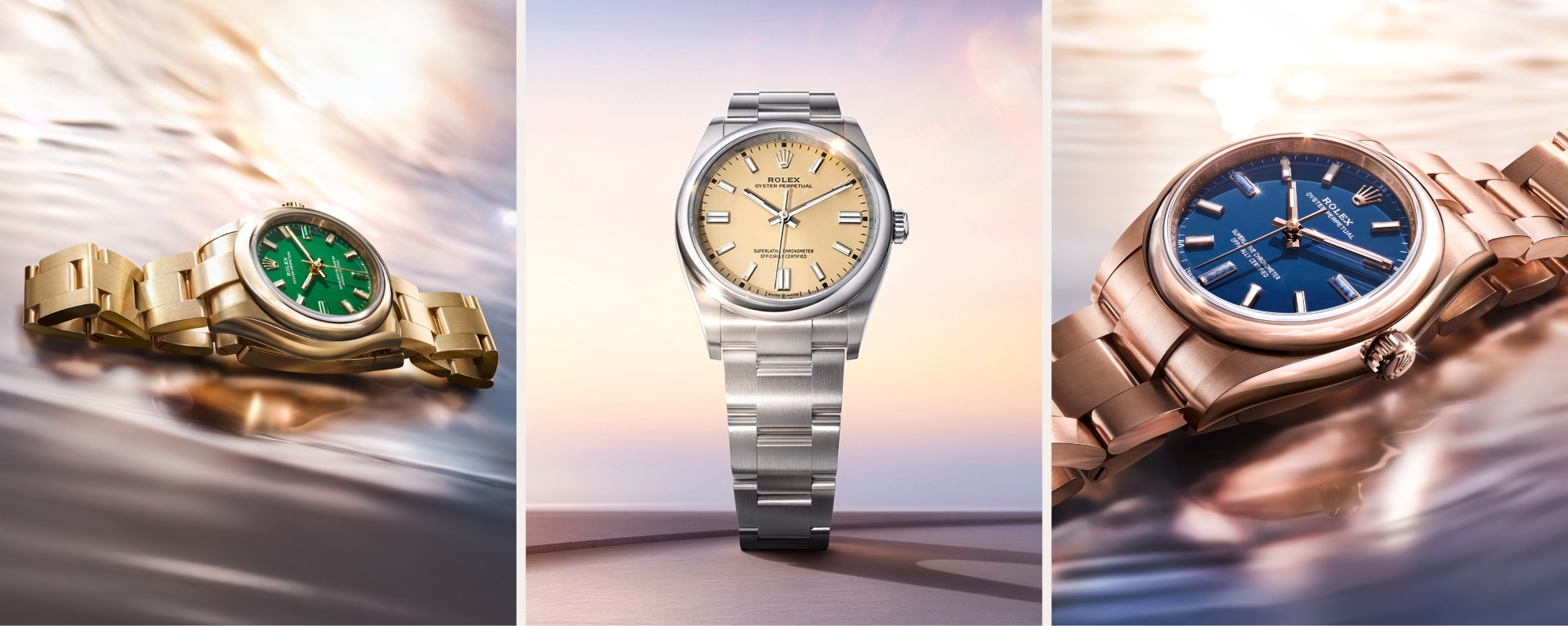 Rolex oyster perpetual timeless m276208 0002 and m126000 0012 and m124205 0002 landscape